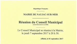 CONSEIL MUNICIPAL DU 7 SEPT